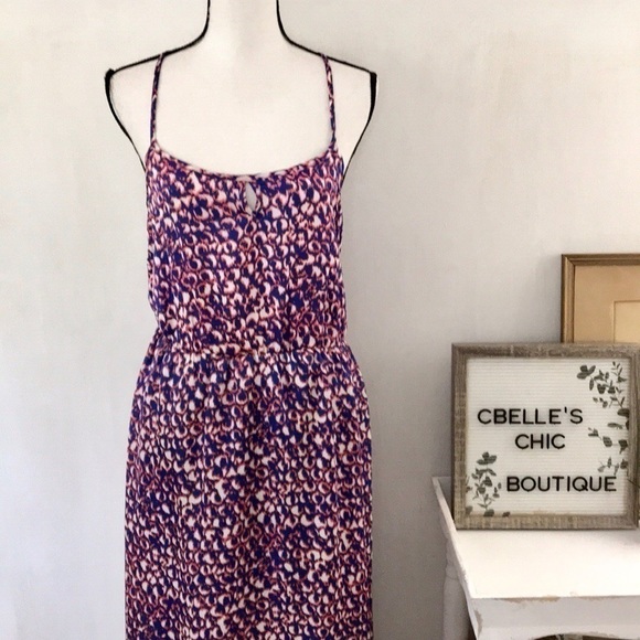 Collective Concepts Hi-Lo Blue/Orange Maxi Dress - Picture 2 of 8